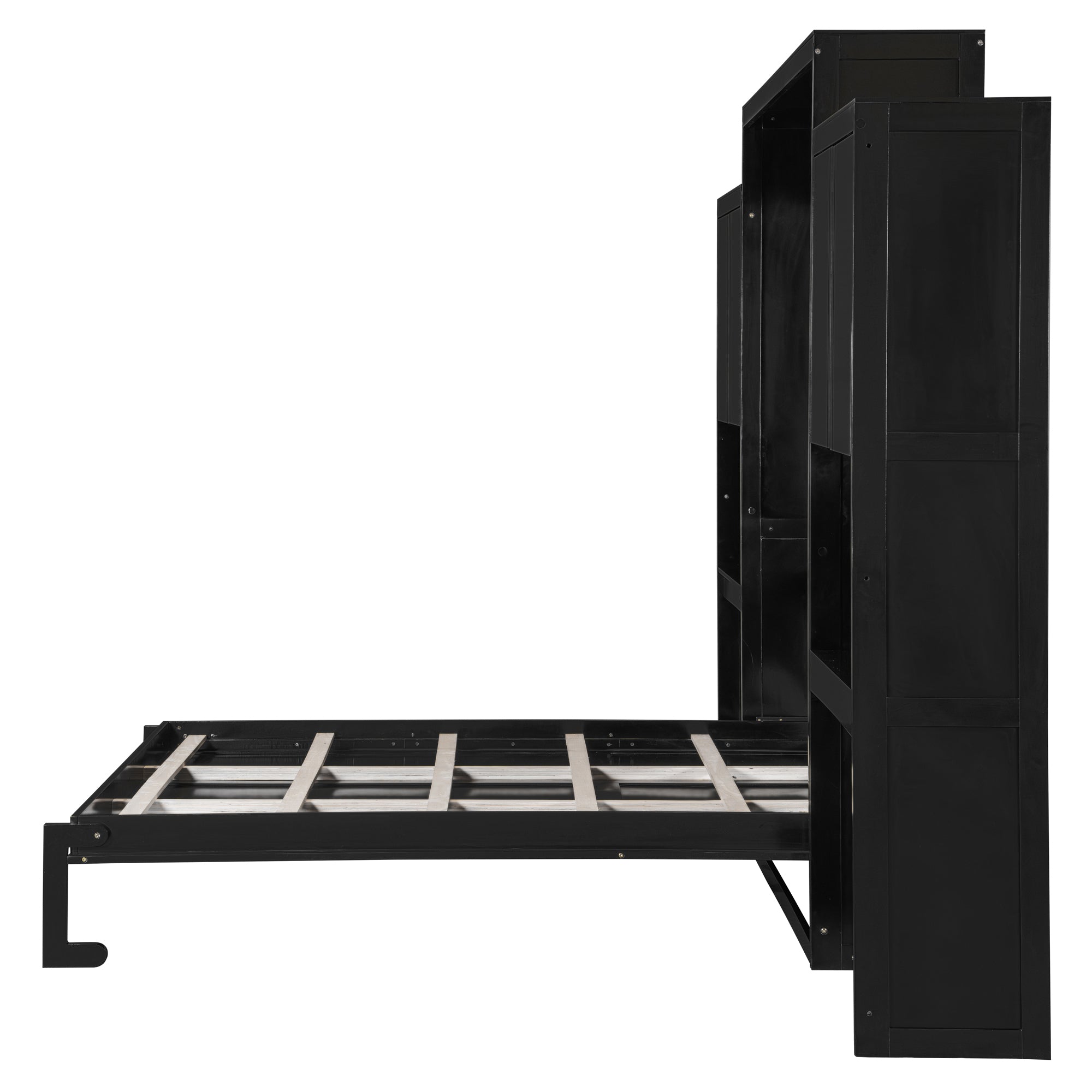 Queen Size Murphy Bed with Desk, Vanity and Cabinets, Espresso(OLD SKU: N820S00057P) Bed Frame