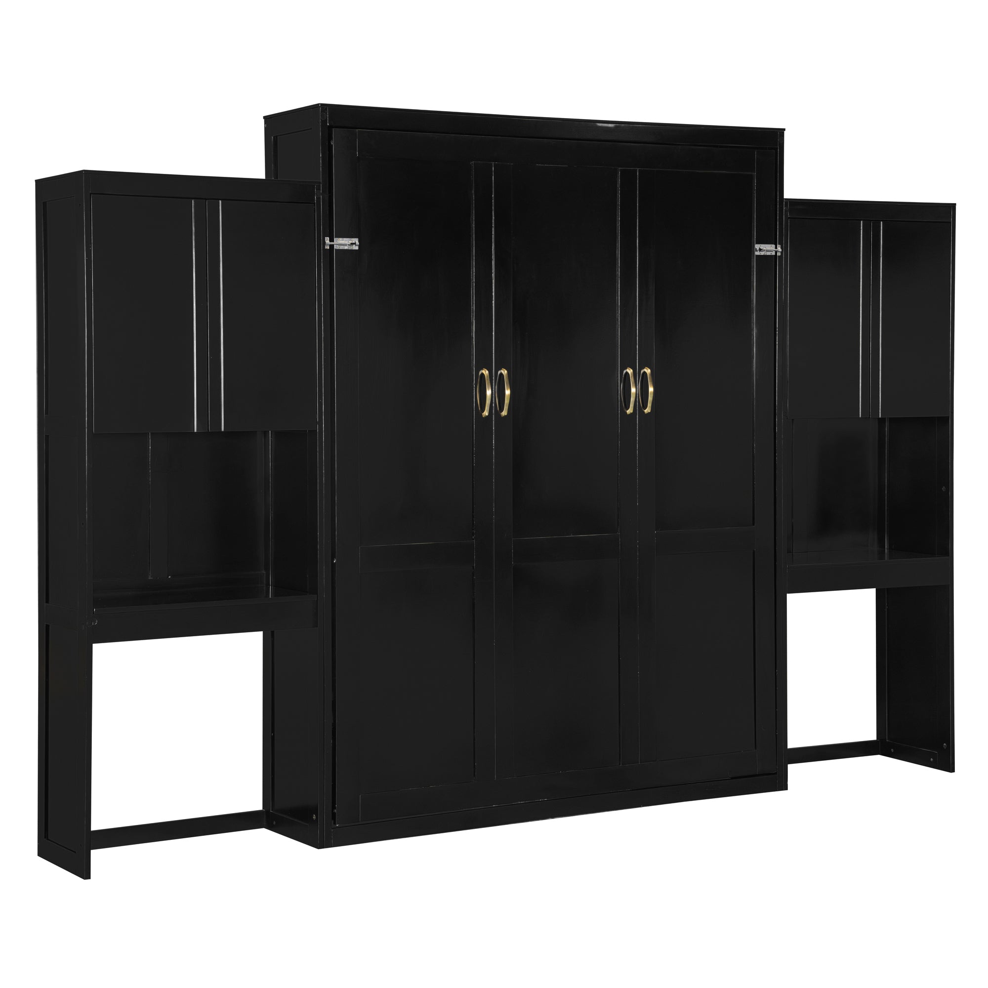 Queen Size Murphy Bed with Desk, Vanity and Cabinets, Espresso(OLD SKU: N820S00057P) Bed Frame
