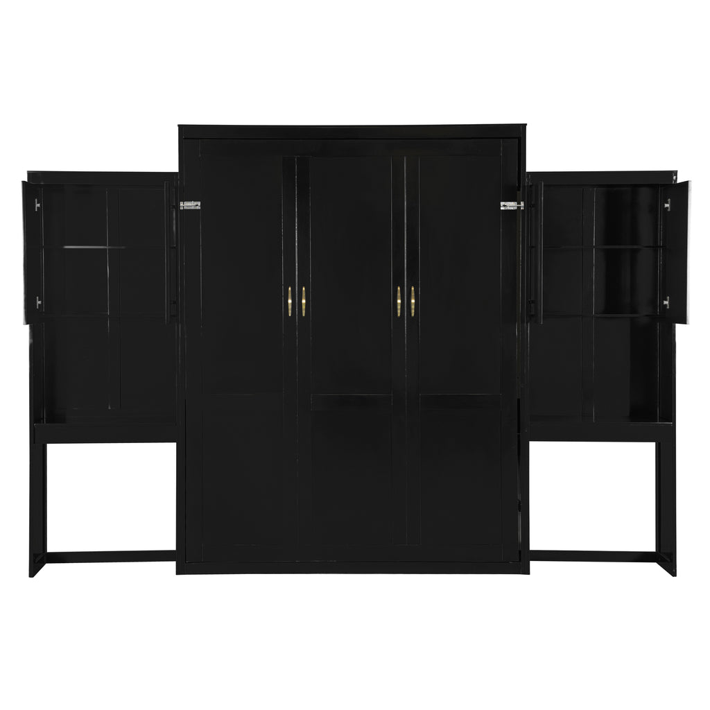 Queen Size Murphy Bed with Desk, Vanity and Cabinets, Espresso(OLD SKU: N820S00057P) Bed Frame