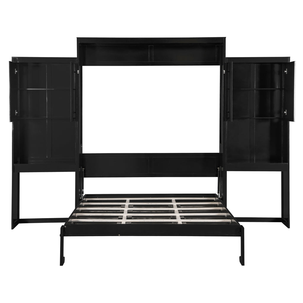 Queen Size Murphy Bed with Desk, Vanity and Cabinets, Espresso(OLD SKU: N820S00057P) Bed Frame