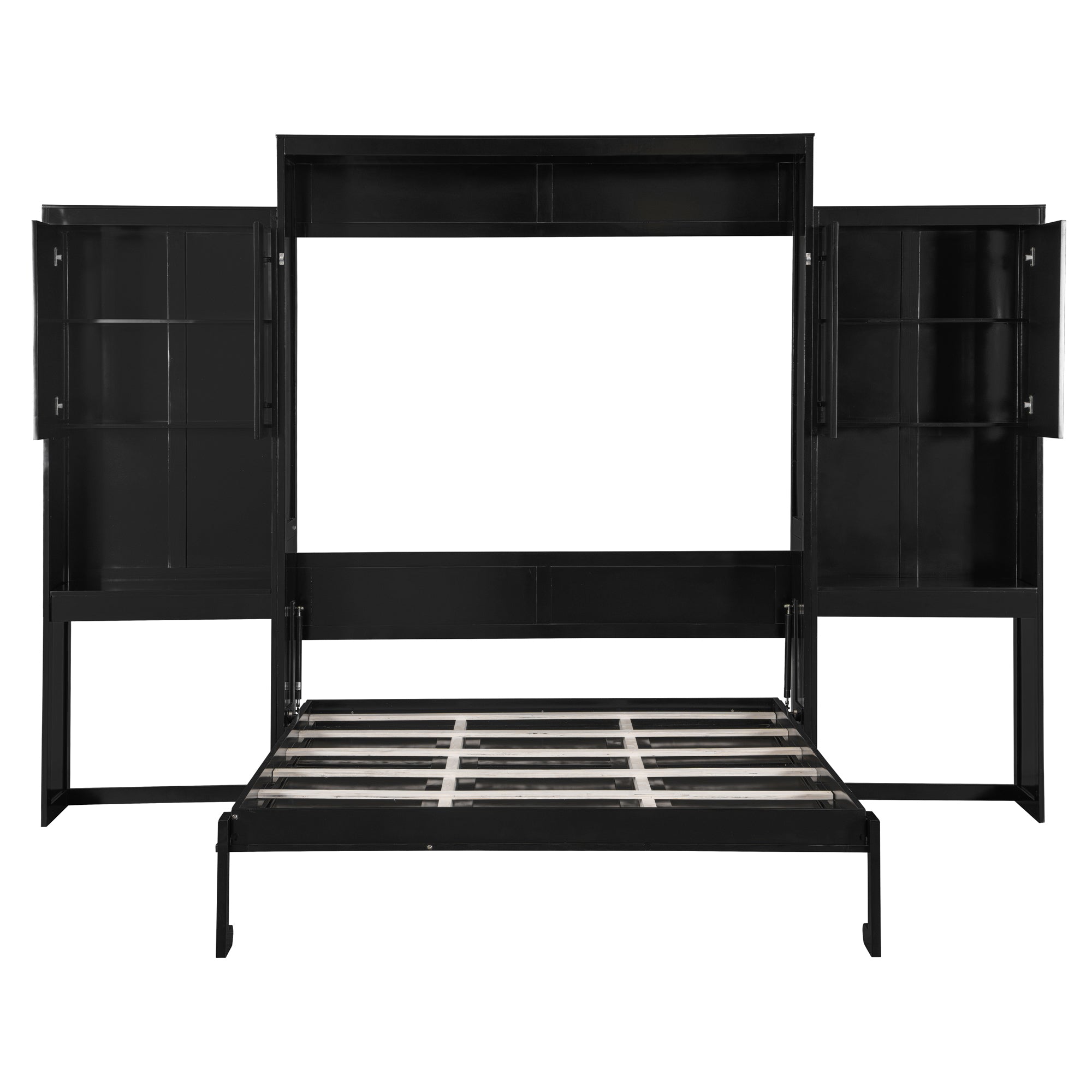 Queen Size Murphy Bed with Desk, Vanity and Cabinets, Espresso(OLD SKU: N820S00057P) Bed Frame