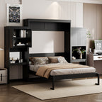 Queen Size Murphy Bed with Desk, Vanity and Cabinets, Espresso(OLD SKU: N820S00057P) Bed Frame