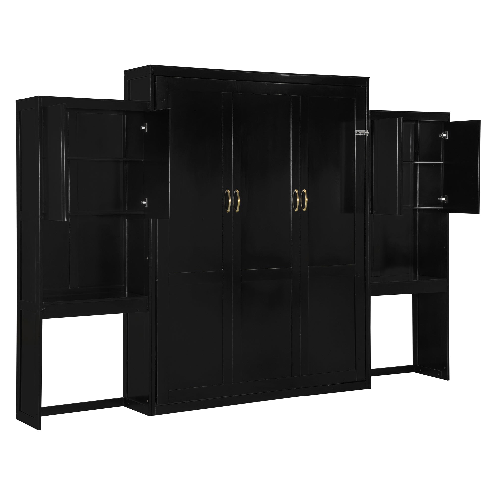 Queen Size Murphy Bed with Desk, Vanity and Cabinets, Espresso(OLD SKU: N820S00057P) Bed Frame