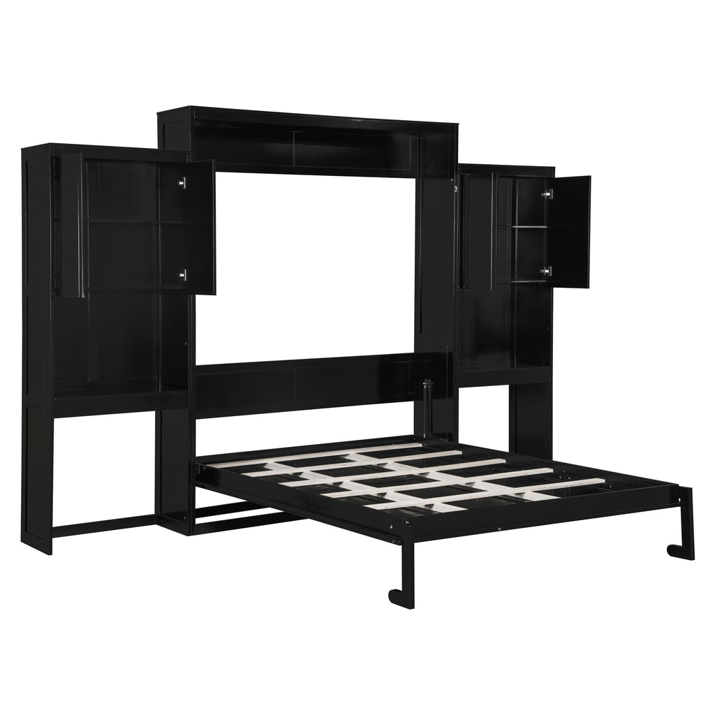 Queen Size Murphy Bed with Desk, Vanity and Cabinets, Espresso(OLD SKU: N820S00057P) Bed Frame