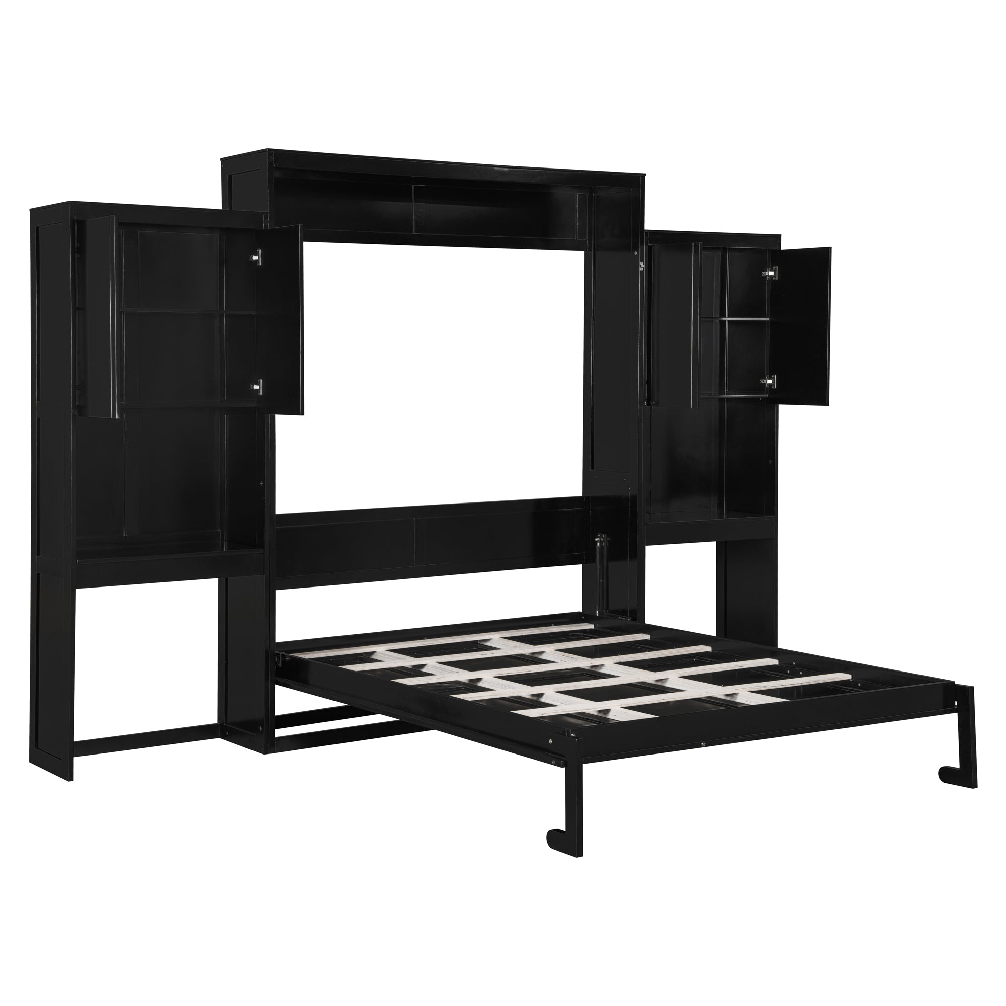 Queen Size Murphy Bed with Desk, Vanity and Cabinets, Espresso(OLD SKU: N820S00057P) Bed Frame