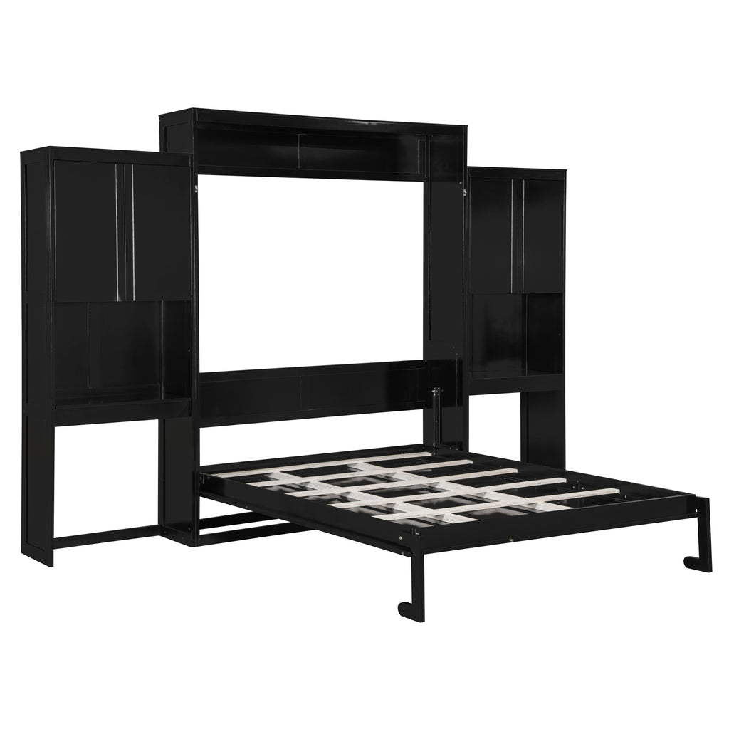 Queen Size Murphy Bed with Desk, Vanity and Cabinets, Espresso(OLD SKU: N820S00057P) Bed Frame