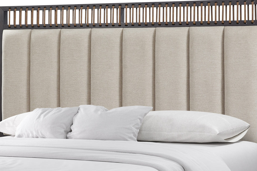 Queen Upholstered & Strap Panel Bed - Peppercorn