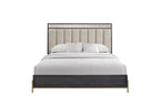 Queen Upholstered & Strap Panel Bed - Peppercorn