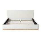 Elegant Upholstered Bed With Solid Wood Frame, Unlocking A New Experience Of Comfortable Sleeping, Queen, White Bed Frame