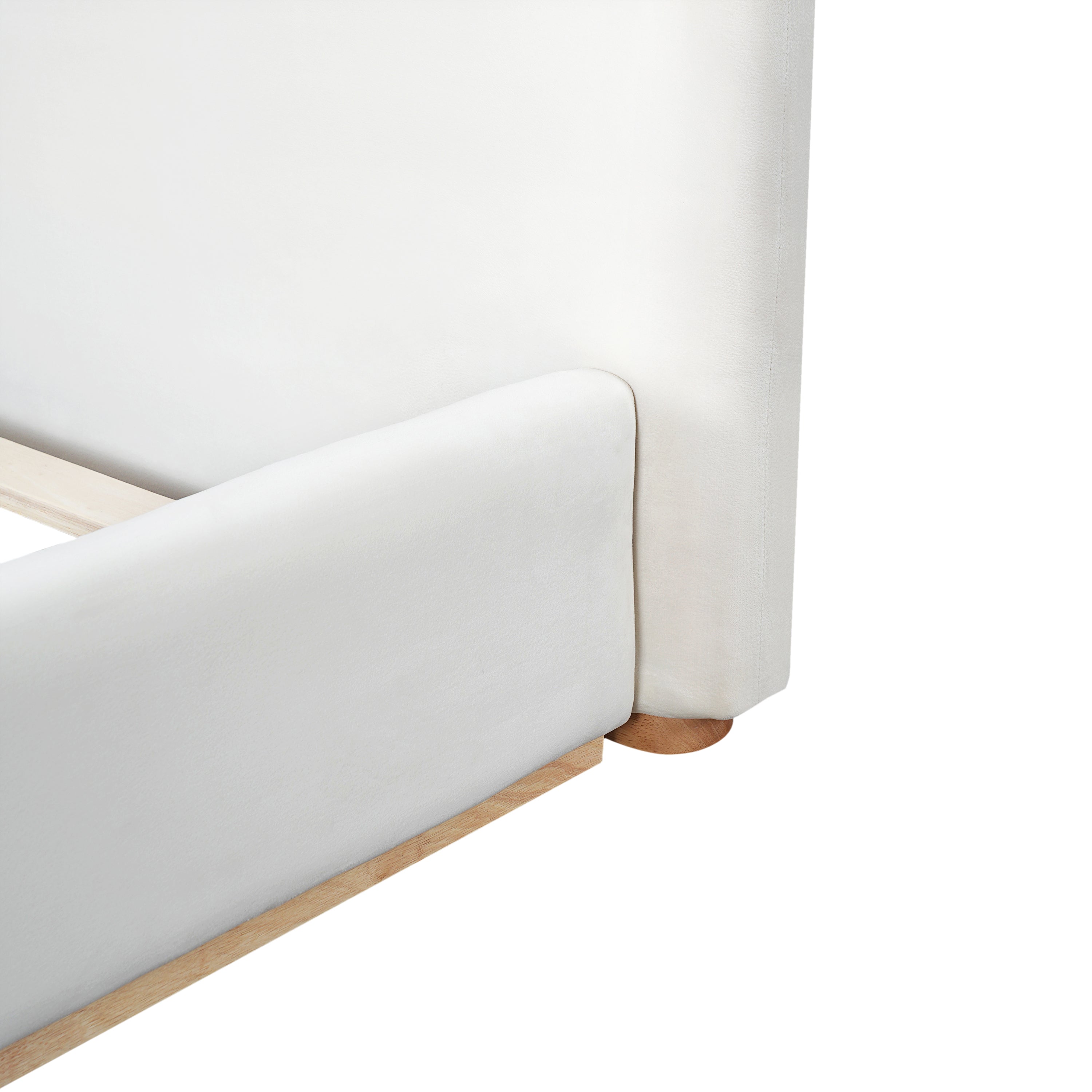 Elegant Upholstered Bed With Solid Wood Frame, Unlocking A New Experience Of Comfortable Sleeping, Queen, White Bed Frame