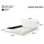 Elegant Upholstered Bed With Solid Wood Frame, Unlocking A New Experience Of Comfortable Sleeping, Queen, White Bed Frame