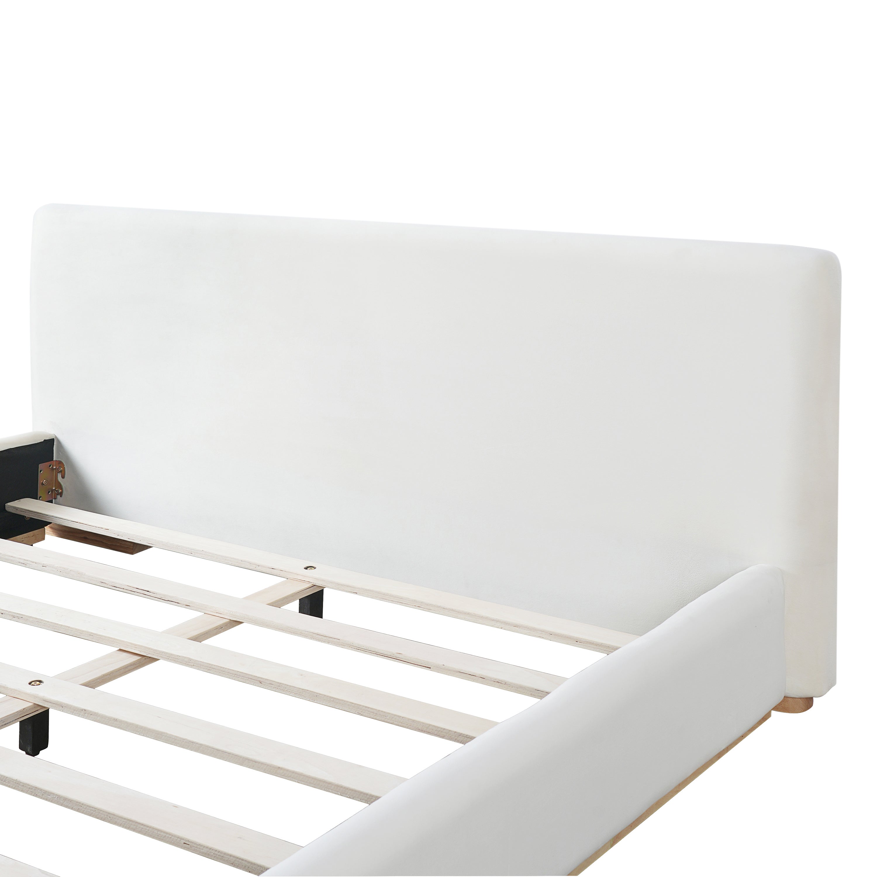 Elegant Upholstered Bed With Solid Wood Frame, Unlocking A New Experience Of Comfortable Sleeping, Queen, White Bed Frame