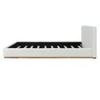 Elegant Upholstered Bed With Solid Wood Frame, Unlocking A New Experience Of Comfortable Sleeping, Queen, White Bed Frame