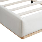 Elegant Upholstered Bed With Solid Wood Frame, Unlocking A New Experience Of Comfortable Sleeping, Queen, White Bed Frame