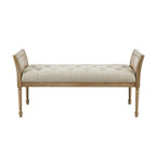 Transitional Accent Bench with Upholstered Seat and Cane Arm in Reclaimed Natural Wood Finish Bench