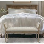 Transitional Accent Bench with Upholstered Seat and Cane Arm in Reclaimed Natural Wood Finish Bench