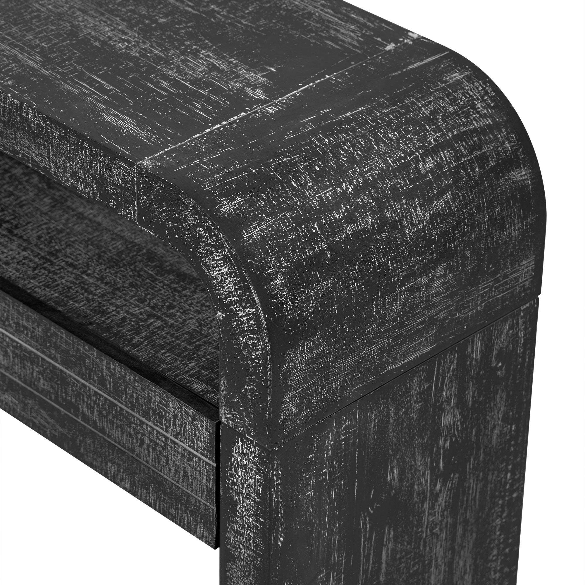 TREXM Console Table Entryway Table, Retro Curved Sofa Table with 2 Large Drawers, Narrow Console Table for Living Room Hallway Entrance, 52''×14''×31.5'', Antique Black