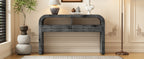 TREXM Console Table Entryway Table, Retro Curved Sofa Table with 2 Large Drawers, Narrow Console Table for Living Room Hallway Entrance, 52''×14''×31.5'', Antique Black