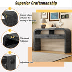 TREXM Console Table Entryway Table, Retro Curved Sofa Table with 2 Large Drawers, Narrow Console Table for Living Room Hallway Entrance, 52''×14''×31.5'', Antique Black