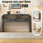 TREXM Console Table Entryway Table, Retro Curved Sofa Table with 2 Large Drawers, Narrow Console Table for Living Room Hallway Entrance, 52''×14''×31.5'', Antique Black