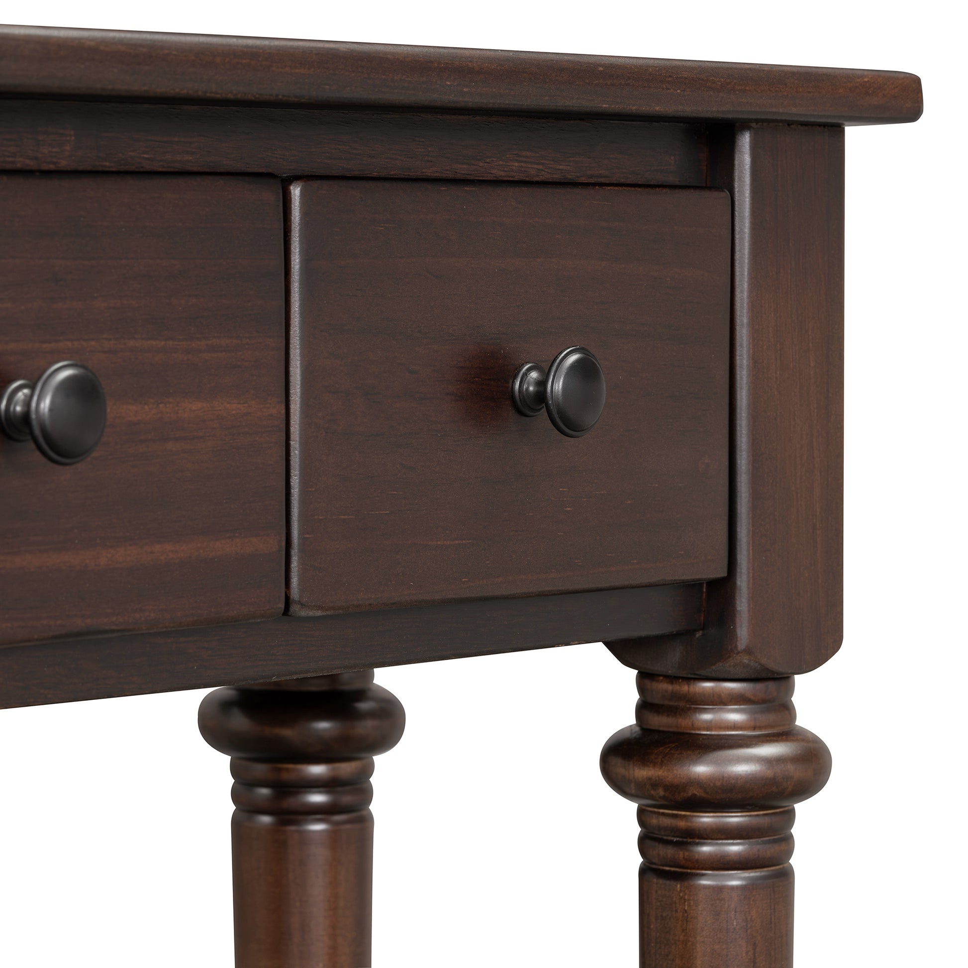 TREXM Entryway Table with 4 Drawers, Retro Console Table with Open Shelf for Entryways, Living Rooms, and Hallways (Espresso)