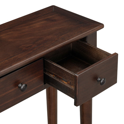 TREXM Entryway Table with 4 Drawers, Retro Console Table with Open Shelf for Entryways, Living Rooms, and Hallways (Espresso)