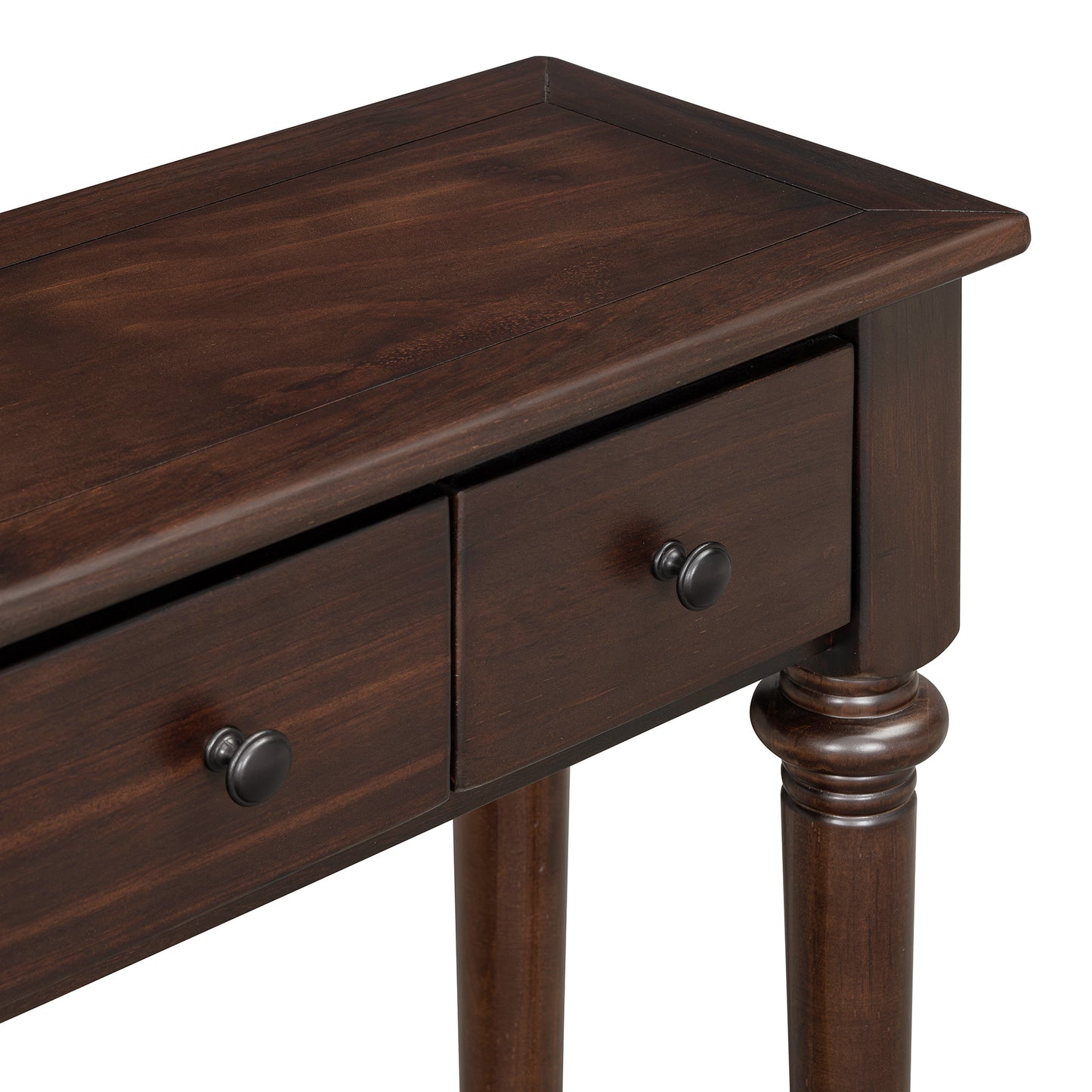 TREXM Entryway Table with 4 Drawers, Retro Console Table with Open Shelf for Entryways, Living Rooms, and Hallways (Espresso)