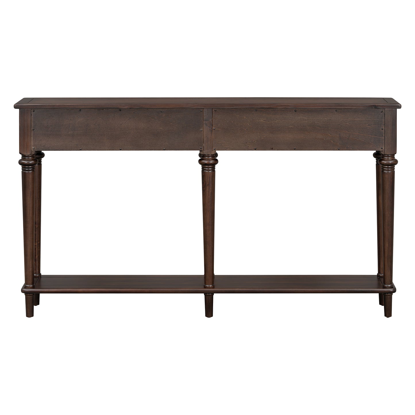 TREXM Entryway Table with 4 Drawers, Retro Console Table with Open Shelf for Entryways, Living Rooms, and Hallways (Espresso)