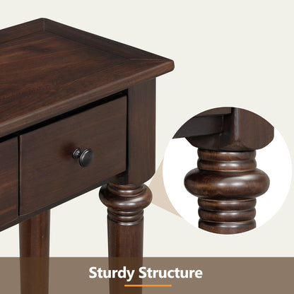 TREXM Entryway Table with 4 Drawers, Retro Console Table with Open Shelf for Entryways, Living Rooms, and Hallways (Espresso)