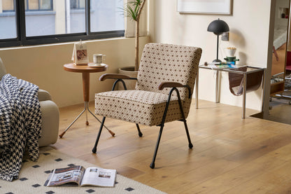 Pattern Colorful Fabric Armchair, Modern Accent Chair High Back, Living Room Chairs with Metal Legs and Soft Padded, Sofa Chairs for Home Office,Bedroom,Dining Room