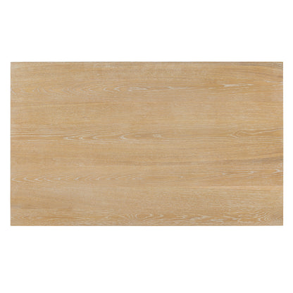 TREXM 6-Piece Retro Dining Set, 1 Rectangular Table with Designed Trestle Base and 4 Upholstered Chairs and 1 Bench for Dining Room and Kitchen (Natural)