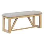 TREXM 6-Piece Retro Dining Set, 1 Rectangular Table with Designed Trestle Base and 4 Upholstered Chairs and 1 Bench for Dining Room and Kitchen (Natural)