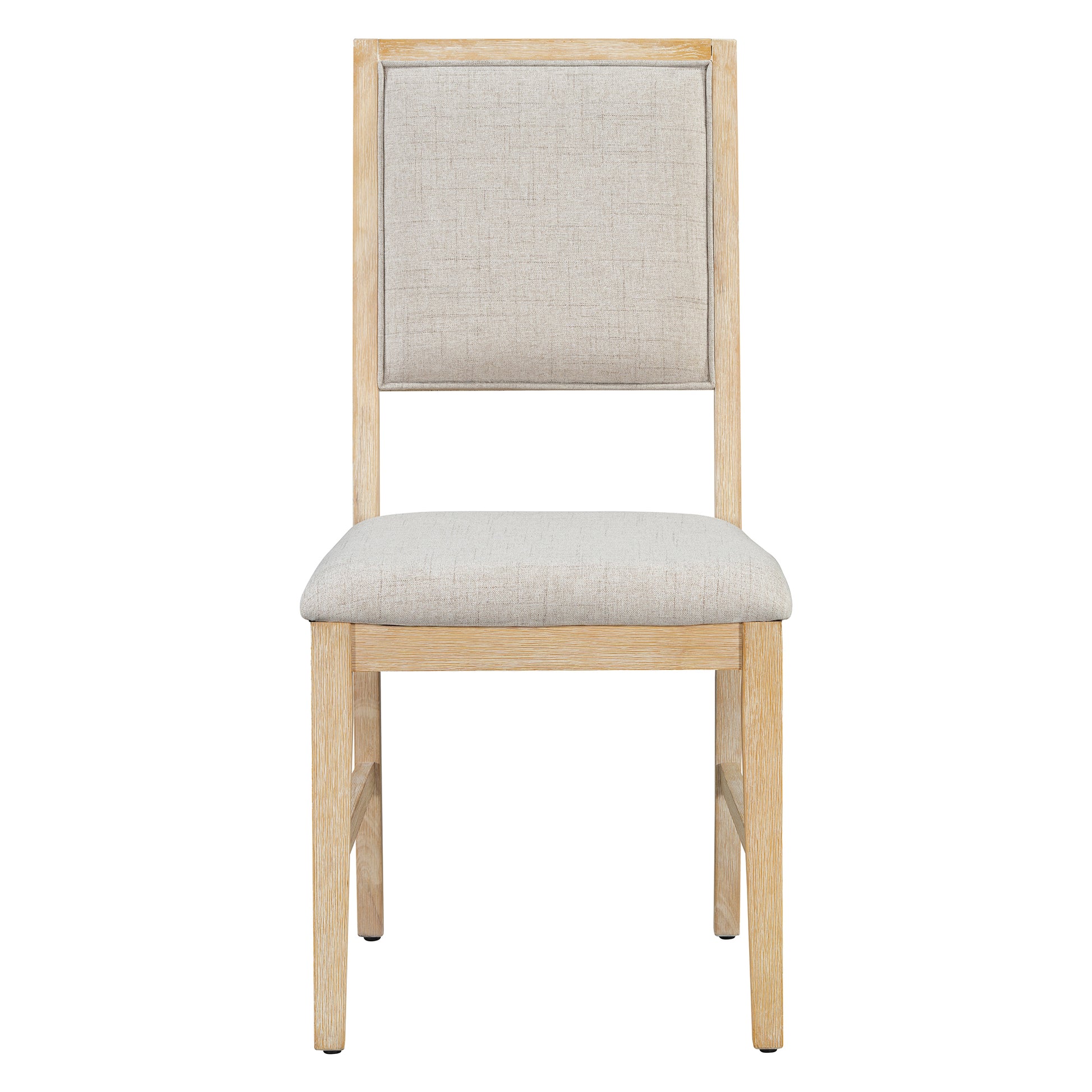 TREXM 6-Piece Retro Dining Set, 1 Rectangular Table with Designed Trestle Base and 4 Upholstered Chairs and 1 Bench for Dining Room and Kitchen (Natural)