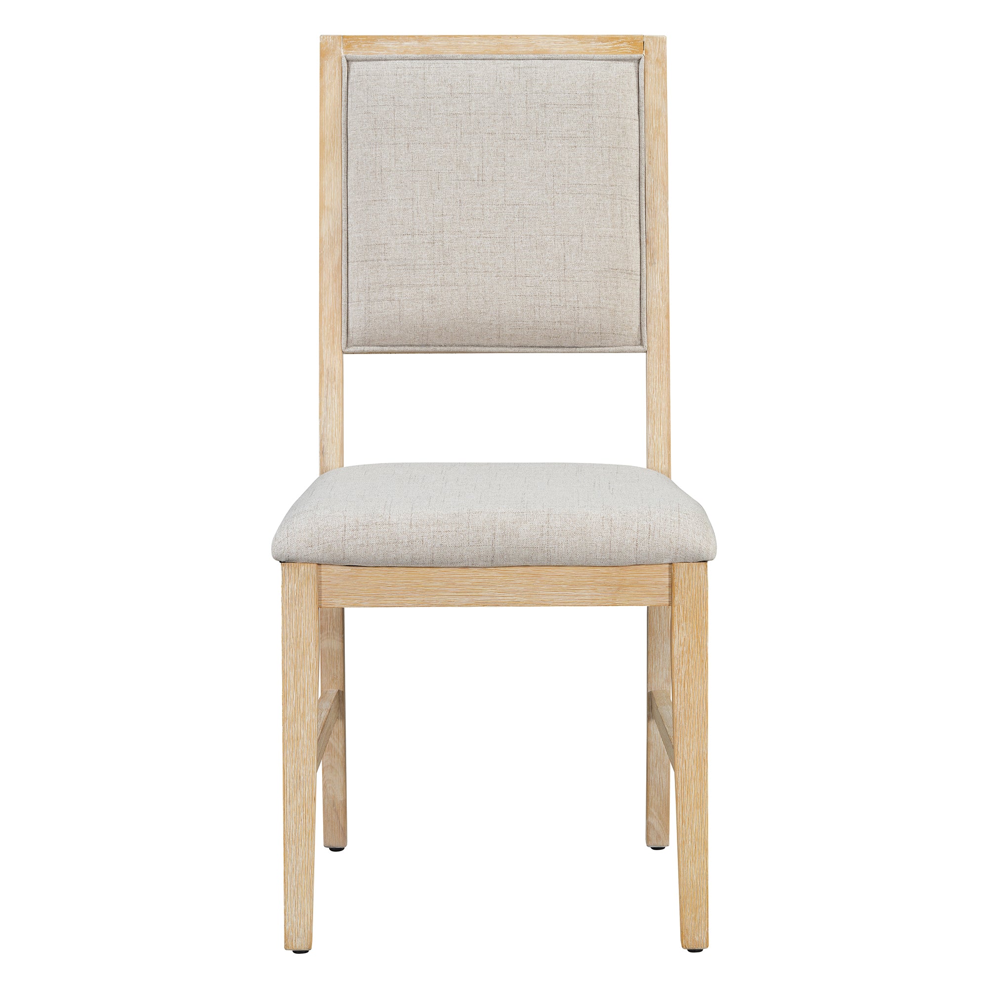 TREXM 6-Piece Retro Dining Set, 1 Rectangular Table with Designed Trestle Base and 4 Upholstered Chairs and 1 Bench for Dining Room and Kitchen (Natural)