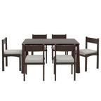 Retro Solid Wood 7-Piece Dining Set for 6 in Espresso.