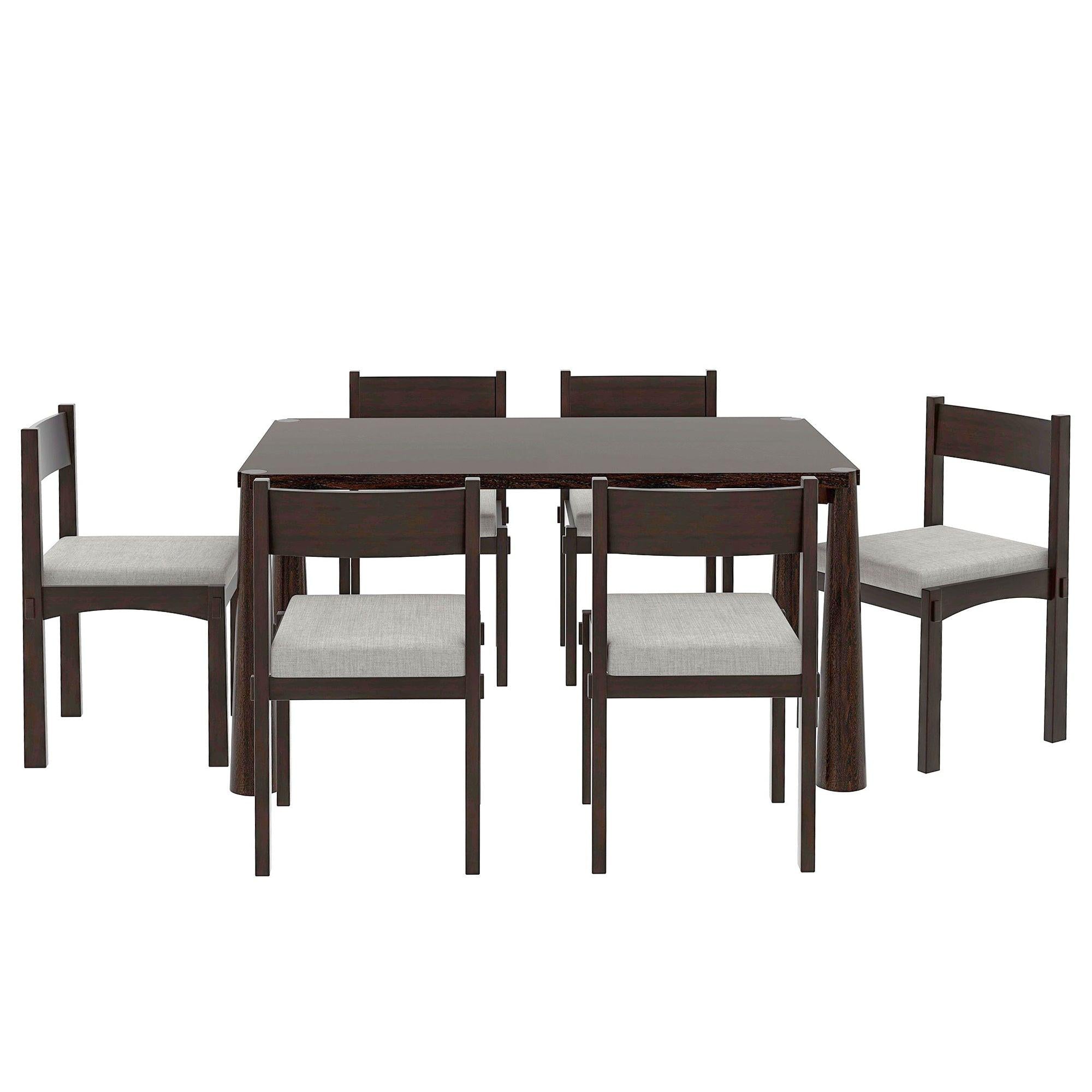 Retro Solid Wood 7-Piece Dining Set for 6 in Espresso.