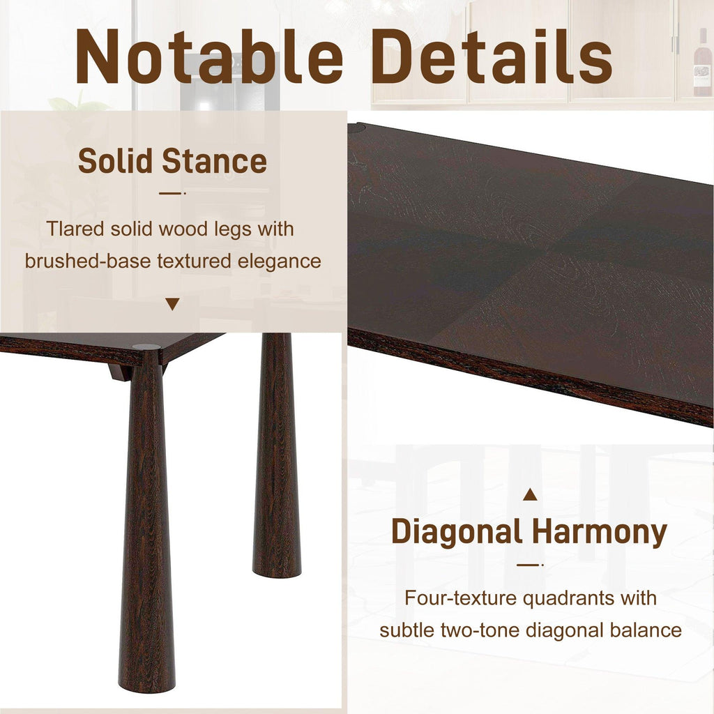 Retro Solid Wood 7-Piece Dining Set for 6 in Espresso.