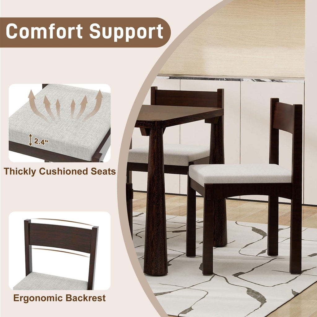 Retro Solid Wood 7-Piece Dining Set for 6 in Espresso.