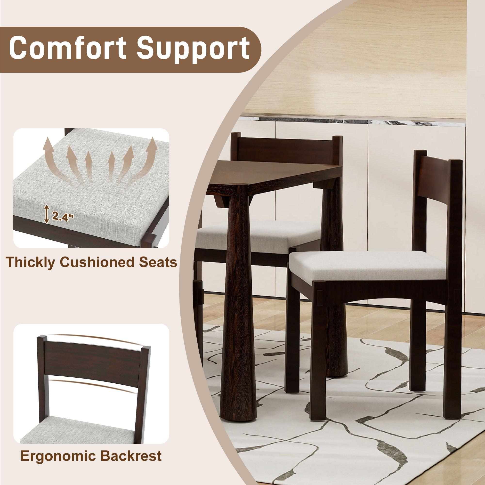 Retro Solid Wood 7-Piece Dining Set for 6 in Espresso.