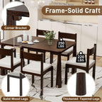 Retro Solid Wood 7-Piece Dining Set for 6 in Espresso.