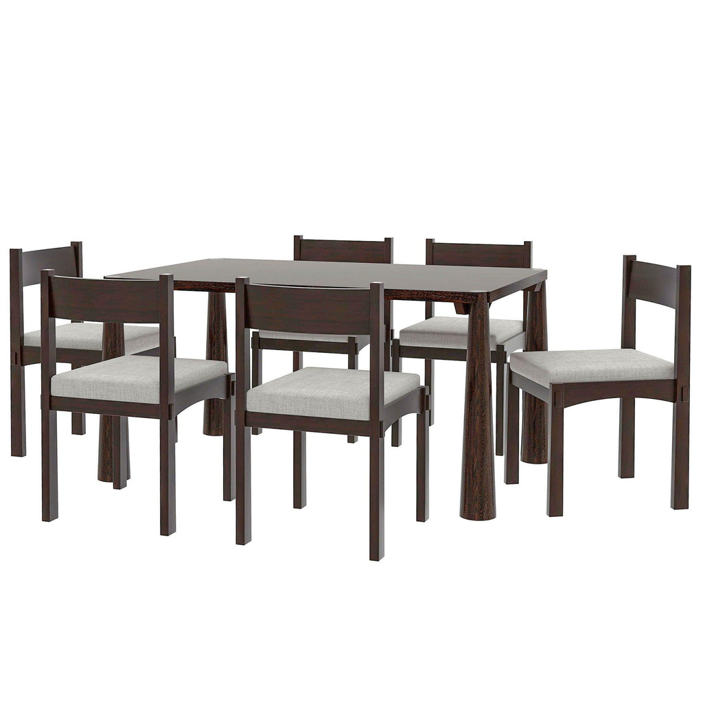Retro Solid Wood 7-Piece Dining Set for 6 in Espresso.