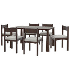 Retro Solid Wood 7-Piece Dining Set for 6 in Espresso.