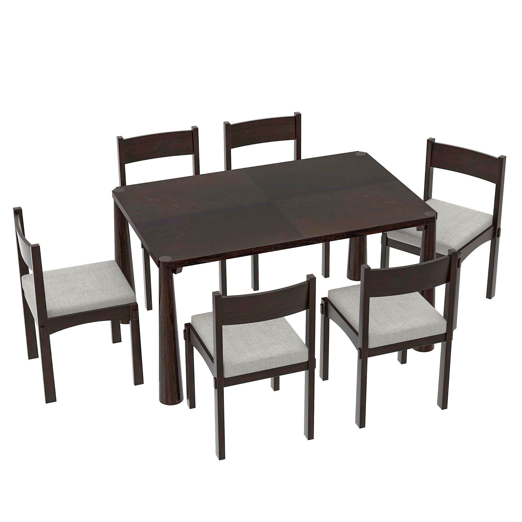 Retro Solid Wood 7-Piece Dining Set for 6 in Espresso.