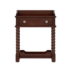 Retro Style Walnut Bedside Table With Drawer And Open Shelf.