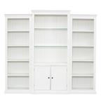 78.75'' Tall 3-Pieces Bookcase Display Cabinet with 5 Colors Adjustable LED Ceiling Light, Retro style Bookshelves with tempered glass shelves for Living Room, Office, Studio or Workspace, White