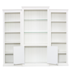 78.75'' Tall 3-Pieces Bookcase Display Cabinet with 5 Colors Adjustable LED Ceiling Light, Retro style Bookshelves with tempered glass shelves for Living Room, Office, Studio or Workspace, White