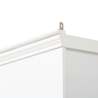 78.75'' Tall 3-Pieces Bookcase Display Cabinet with 5 Colors Adjustable LED Ceiling Light, Retro style Bookshelves with tempered glass shelves for Living Room, Office, Studio or Workspace, White