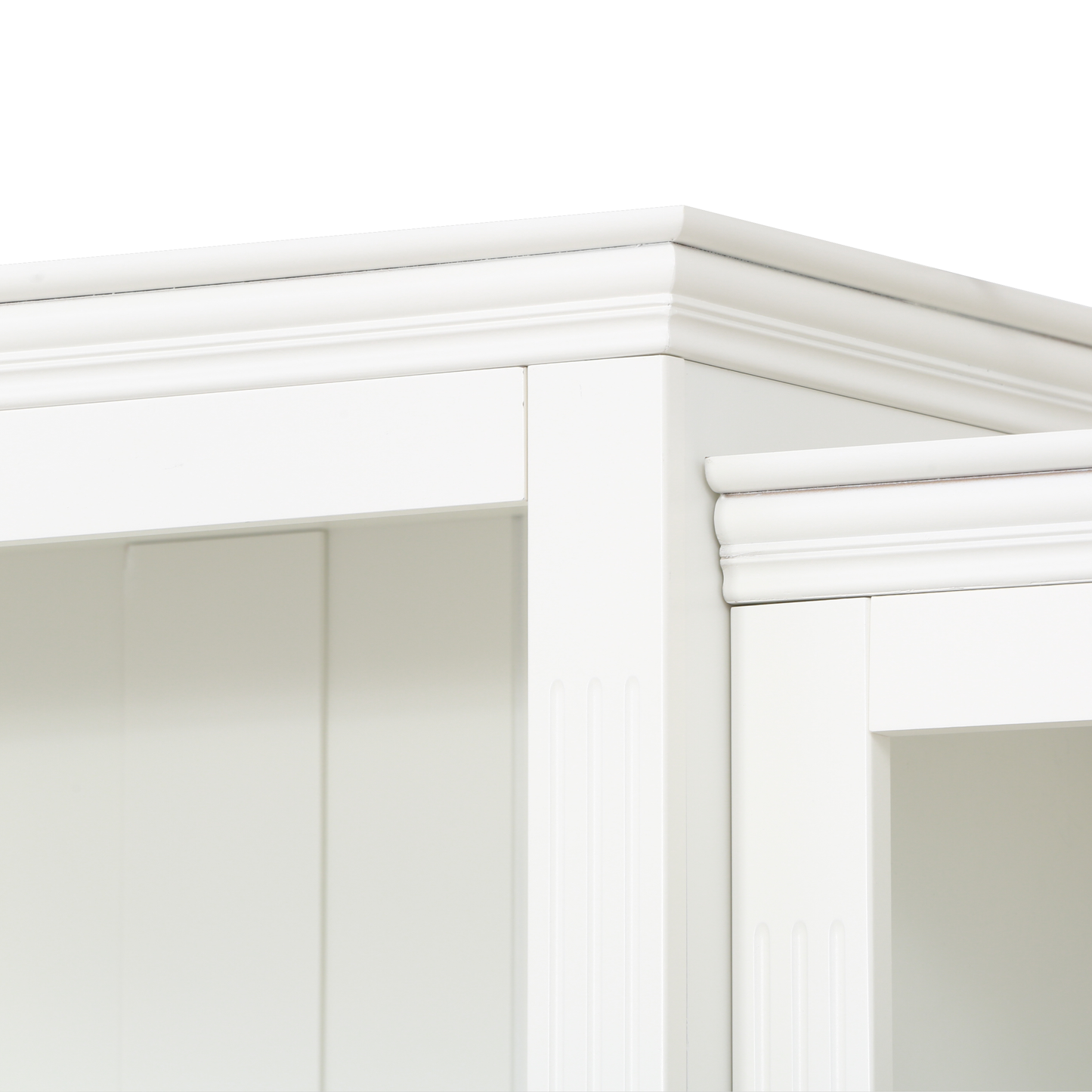 78.75'' Tall 3-Pieces Bookcase Display Cabinet with 5 Colors Adjustable LED Ceiling Light, Retro style Bookshelves with tempered glass shelves for Living Room, Office, Studio or Workspace, White