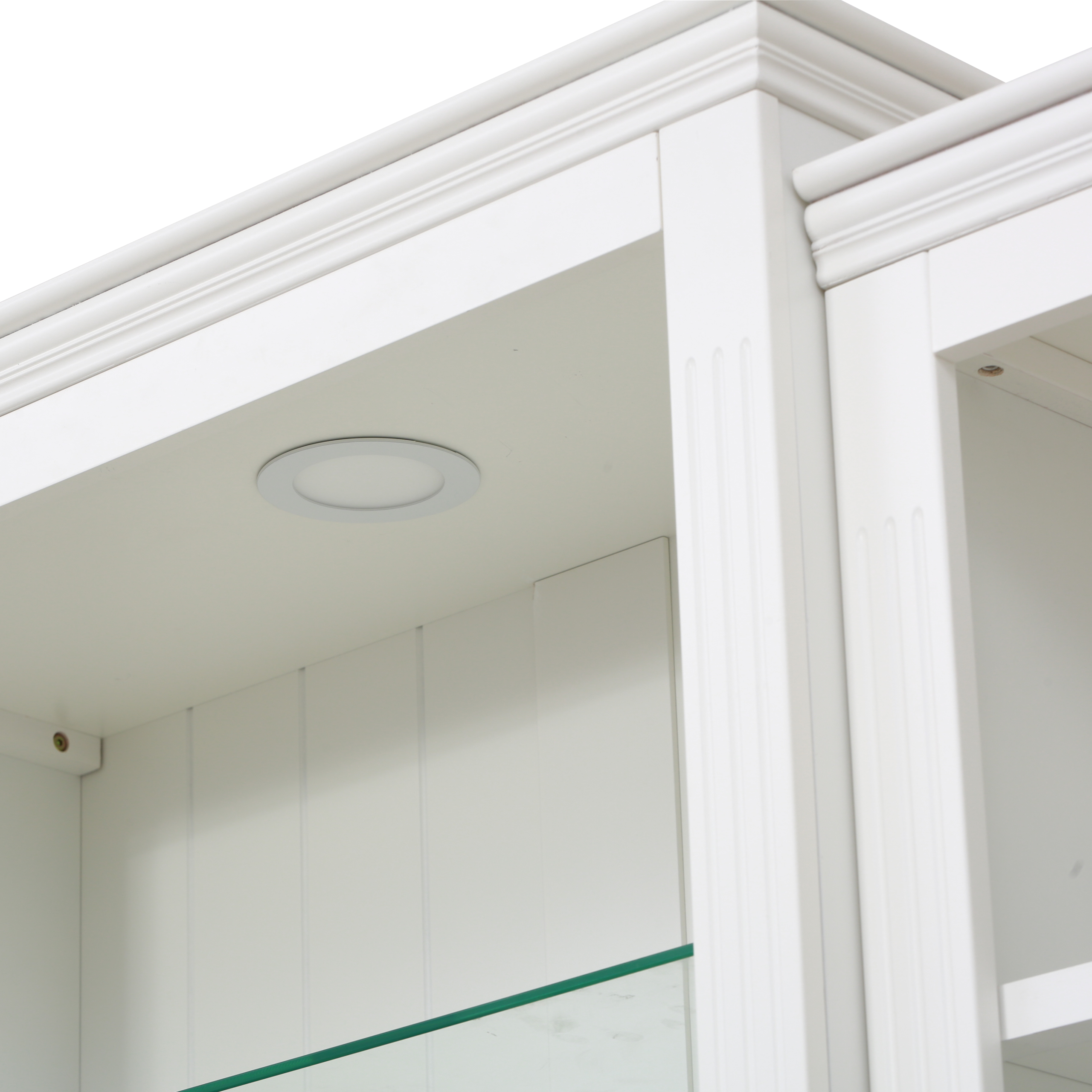 78.75'' Tall 3-Pieces Bookcase Display Cabinet with 5 Colors Adjustable LED Ceiling Light, Retro style Bookshelves with tempered glass shelves for Living Room, Office, Studio or Workspace, White