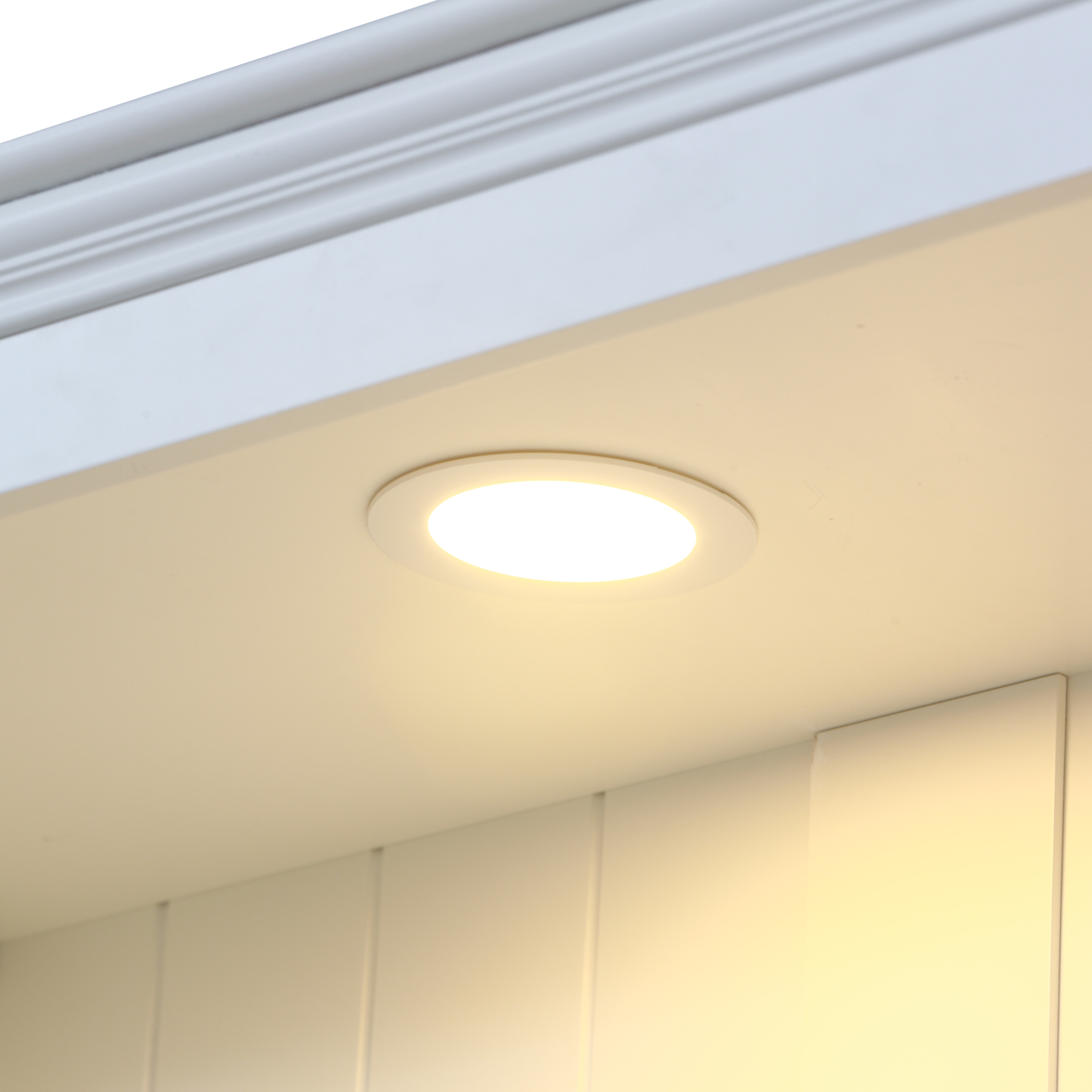 78.75'' Tall 3-Pieces Bookcase Display Cabinet with 5 Colors Adjustable LED Ceiling Light, Retro style Bookshelves with tempered glass shelves for Living Room, Office, Studio or Workspace, White